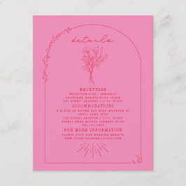 Line Art Bouquet Pink Red Wedding Details Begleitkarte