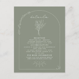 Line Art Bouquet Sage Green Wedding Details Begleitkarte