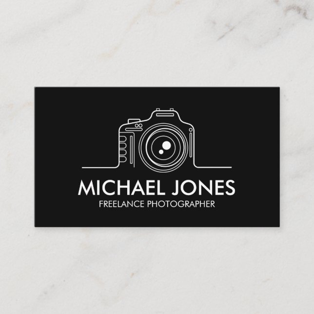 Line Art Camera Icon Business Card Visitenkarte (Vorderseite)