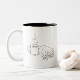 Line-Art-Camping-Tasse-Reise-Design Zweifarbige Tasse