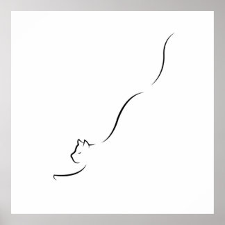 Line Art Cat - zeichnend Katze minimalistisch Poster