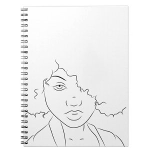 Line Art Curly Hair Girl Notizblock