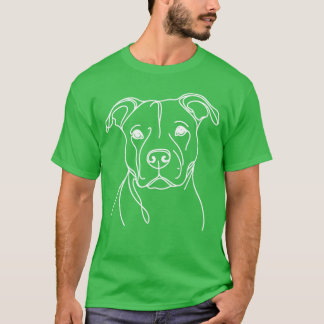 Line Art Dad Mom Dog Pitbull gift T-Shirt
