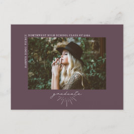 Line Art Dark Lila Graduate Foto Ankündigung Postkarte