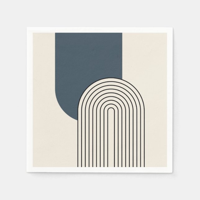 Line Art des Mid Centres mit dunkelblauem Bogen Serviette (Vorderseite)