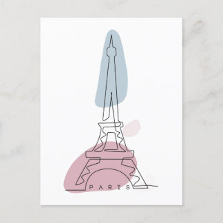 Line Art Eiffel Tower Postkarten