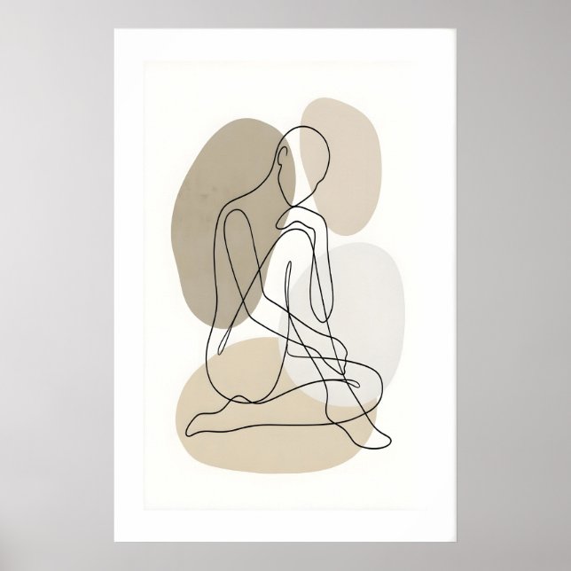 Line Art Figure Print Single Contour Drawing Poster (Vorne)