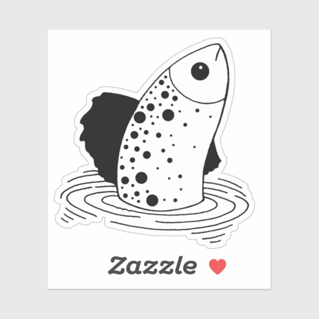 Line Art Fish Sticker (Blatt)