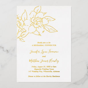 Line Art Floral Elegantes Hochzeitliches Probe-Din Folieneinladung