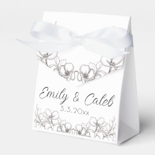 Line Art Floral Hochzeitsempfehlung Geschenkschachtel