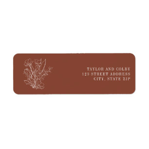 Line Art Floral Wedding Label