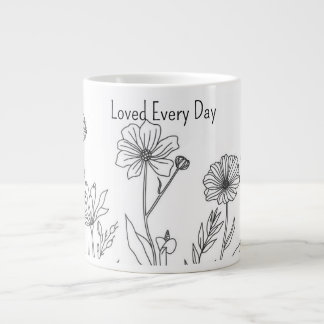 Line Art Flower for Mom Modern Floral Gift Jumbo-Tasse