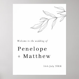 Line Art Foliage Leaf Willkommensschild Poster