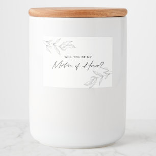 Line Art Foliage Matron of Honor Candle Label Lebensmitteletikett