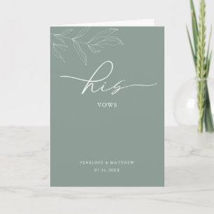 Line Art Foliage Sage Seine Vows Card Karte