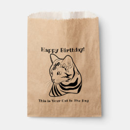 LIne Art Funny Cat 2 in der Tasche Personalisiert Geschenktütchen