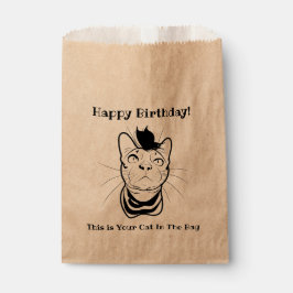 LIne Art Funny Cat In der Tasche Personalisiert Geschenktütchen