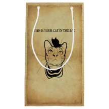 LIne Art Funny Cat In der Tasche Personalisiert