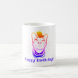 LIne Art Funny Cat Personalisiert Kaffeetasse
