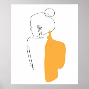 Line Art, gelb, minimalistisch, modern, weiblich Poster