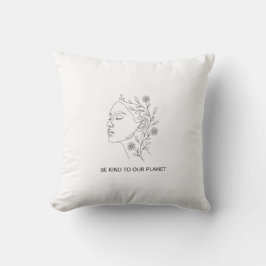 Line Art Gesicht Botanische Freundlichkeit Umweltf Kissen