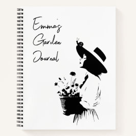 Line Art Girl mit benutzerdefinierten Blume Notizbuch