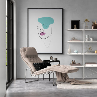 Line Art Girl mit minimalistischer abstrakter Ober Poster