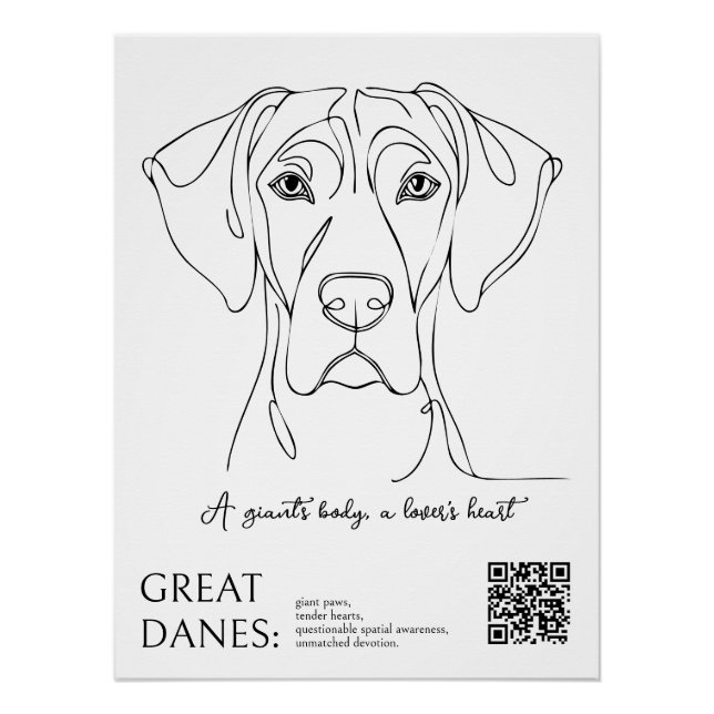 Line Art Great Dane Poster  (Vorderseite)