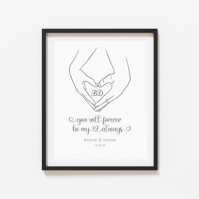 Line Art Heart Shape Hands Couple Poster (Von Creator hochgeladen)