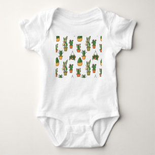 Line Art Houseplant: Vintag nahtlos Baby Strampler