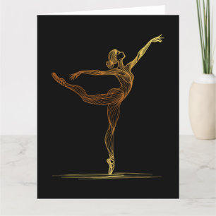 Line Art Illustration einer Ballettweibin Dankeskarte