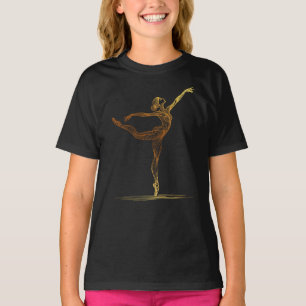 Line Art Illustration einer Ballettweibin T-Shirt