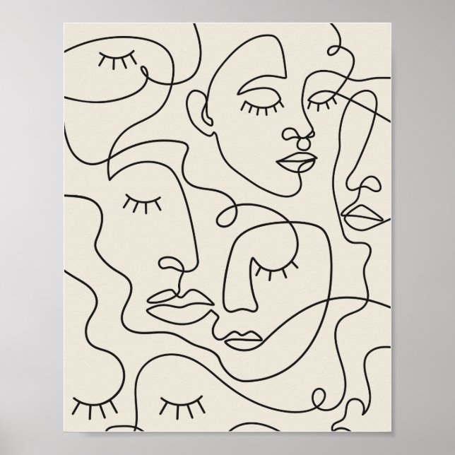 Line Art Many Faces Poster (Vorne)