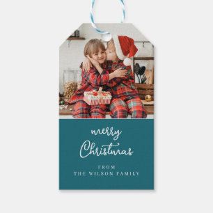 Line art mistletoblue & white Christmas Wappen Geschenkanhänger