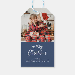 Line art mistletoblue & white Christmas Wappen Geschenkanhänger