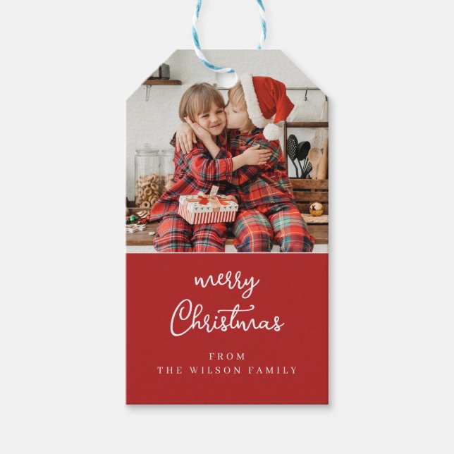 Line art mistletored & white Christmas Wappen Geschenkanhänger (Vorderseite)