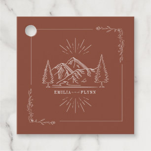 Line Art Mountain Geschenkanhänger