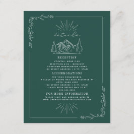 Line Art Mountains Aquamarine Hochzeiten Details Begleitkarte