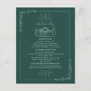 Line Art Mountains Aquamarine Hochzeiten Details Begleitkarte