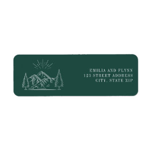 Line Art Mountains Emerald Wedding