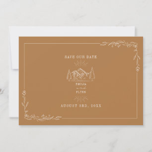 Line Art Mountains Hochzeit Goldenrod Save the Dat Date