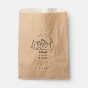 Line Art Mountains Wedding retten das Datum Bevorz Geschenktütchen