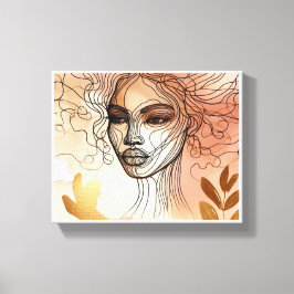 Line Art of Woman's Face 2 Stretched Canvas Print Leinwanddruck