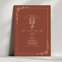 Line Art Rustic Terracotta Lobster Beach Hochzeit