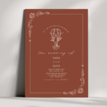 Line Art Rustic Terracotta Lobster Beach Hochzeit