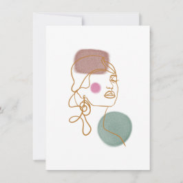Line Art Schöne Face-Flat Grußkarte Karte
