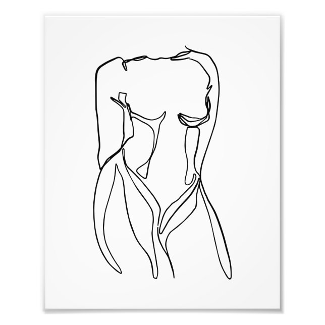 Line Art Schwarzweiß Frauen Körper minimal Fotodruck (Vorne)