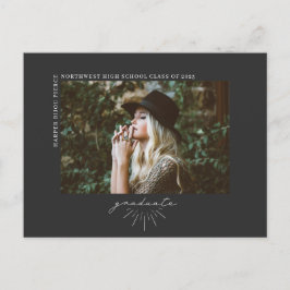 Line Art Script Abschluss Foto Ankündigung Grau Postkarte