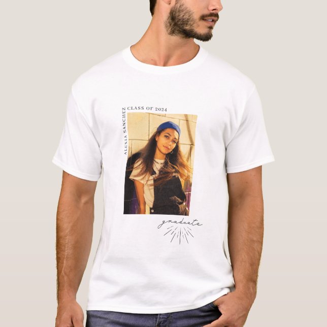 Line Art Script Abschluss Foto T - Shirt (Vorderseite)