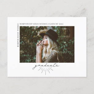 Line Art Script Abschluss Horizontal Foto Announ Postkarte